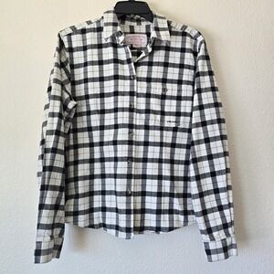 CC Filson Alaskan Guide Shirt Women's Sz Large Button Down White Black Plaid